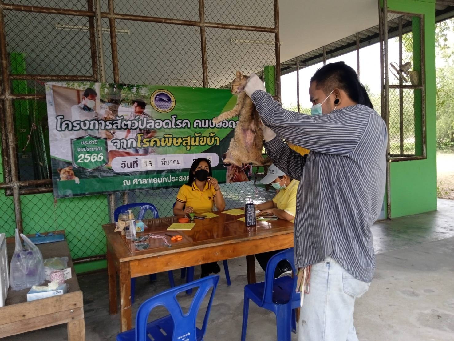 ฉีดวัคซีนป้องกัน โรคพิษสุนัขบ้า แก่สุนัขและแมวในเขตพื้นที่หมู่ 5 บ้านห้วยใหญ่ และหมู่ที่ 7 บ้านสวนขวัญ 